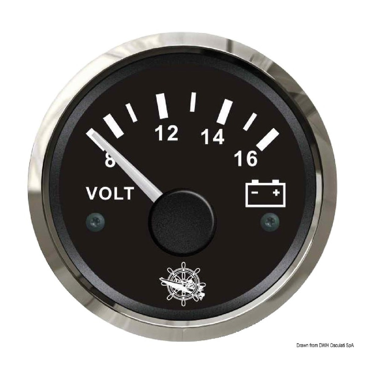 Osculati Voltmeter 8/16 V schwarz/glänzend 27.321.14