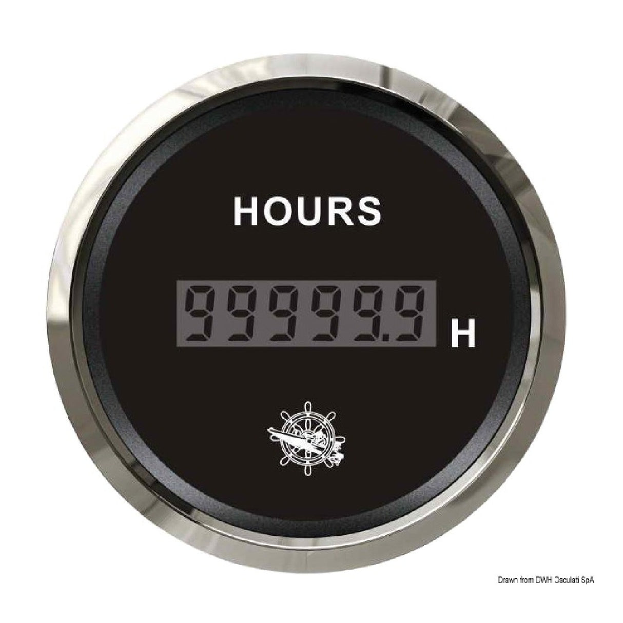 Osculati Schwarzer/glänzender digitaler Betriebsstundenzähler 27.321.36
