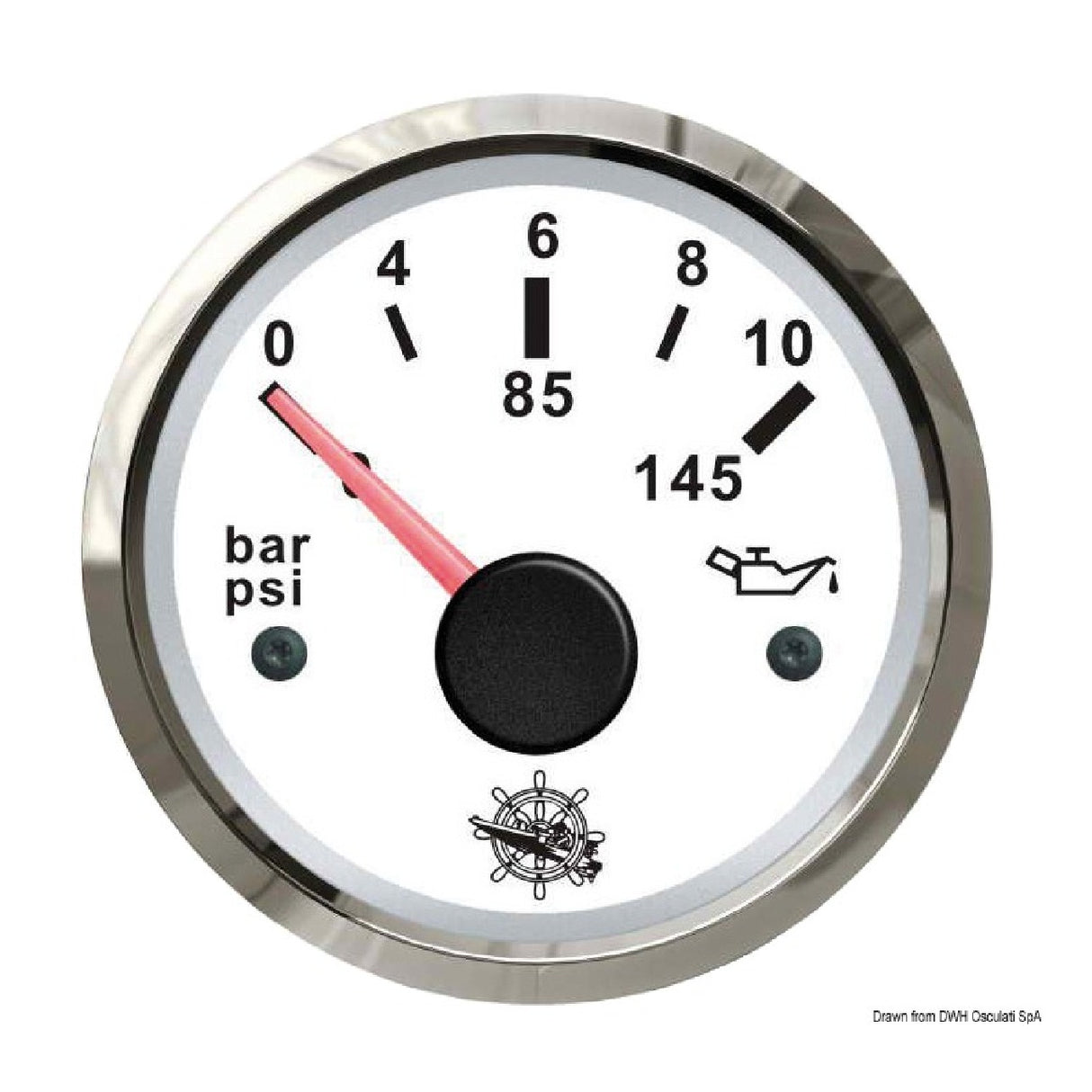 Indicador de presión de aceite Osculati 0-10 bar blanco/brillante 27.322.11