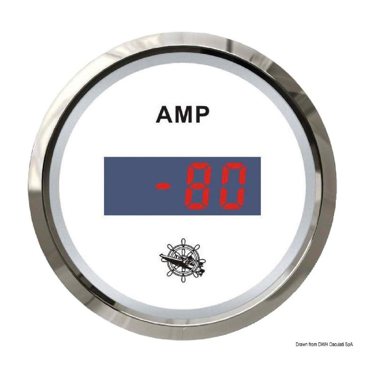 Amperímetro digital Osculati con derivación blanco/brillante 27.322.44