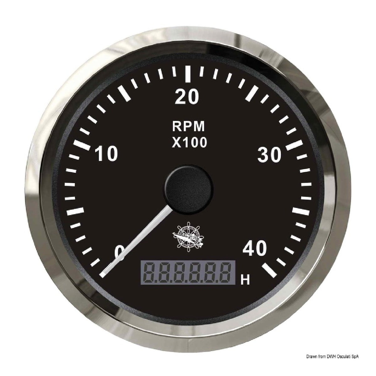 Tacómetro electrónico universal Osculati con contador de horas, negro brillante 27.326.01