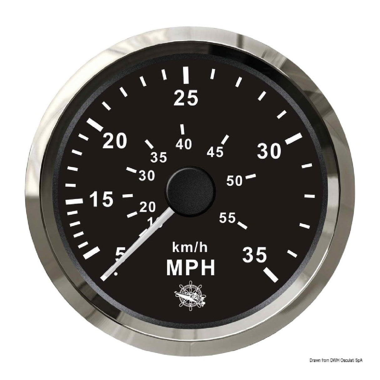 Osculati Pitot-Tachometer 35-65 MPH Schwarz/Glänzend 27.326.08