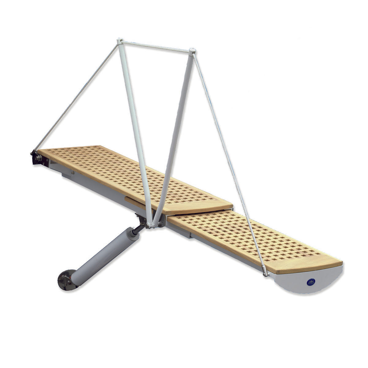 Elektrischer 12V-Teleskopsteg von Trem mit Gitterplattform, 210 cm (ausgeklappt)