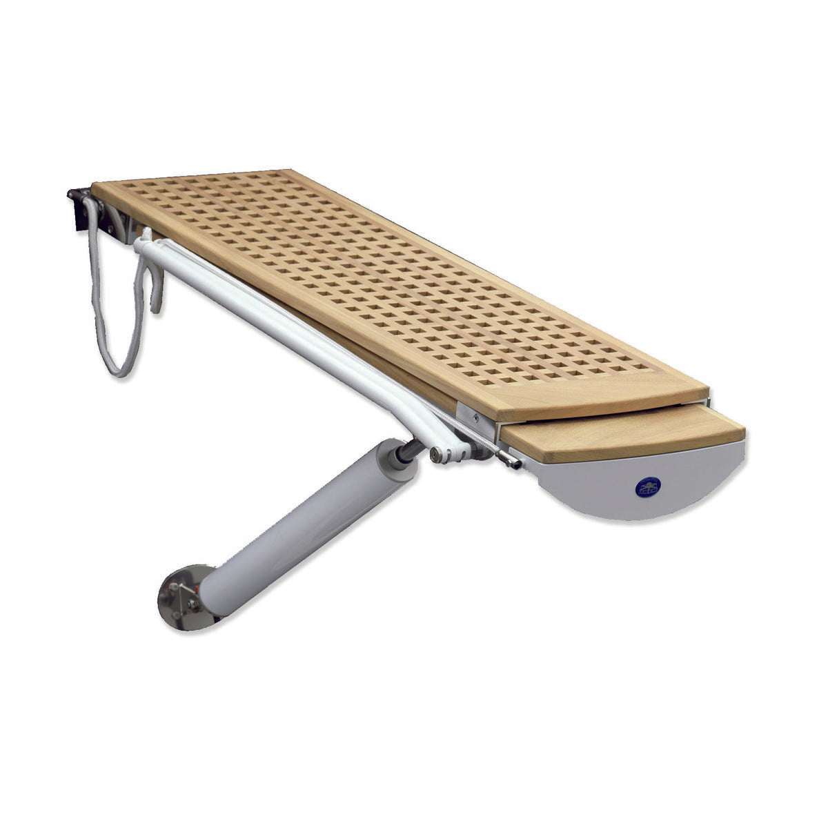 Elektrischer 12V-Teleskopsteg von Trem mit Gitterplattform, 210 cm (ausgeklappt)