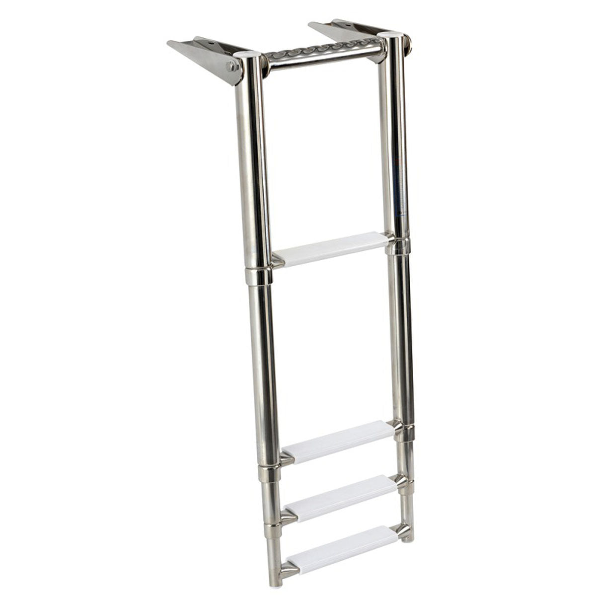 Escalera telescópica de plataforma Trem con asa, 4 peldaños, color negro