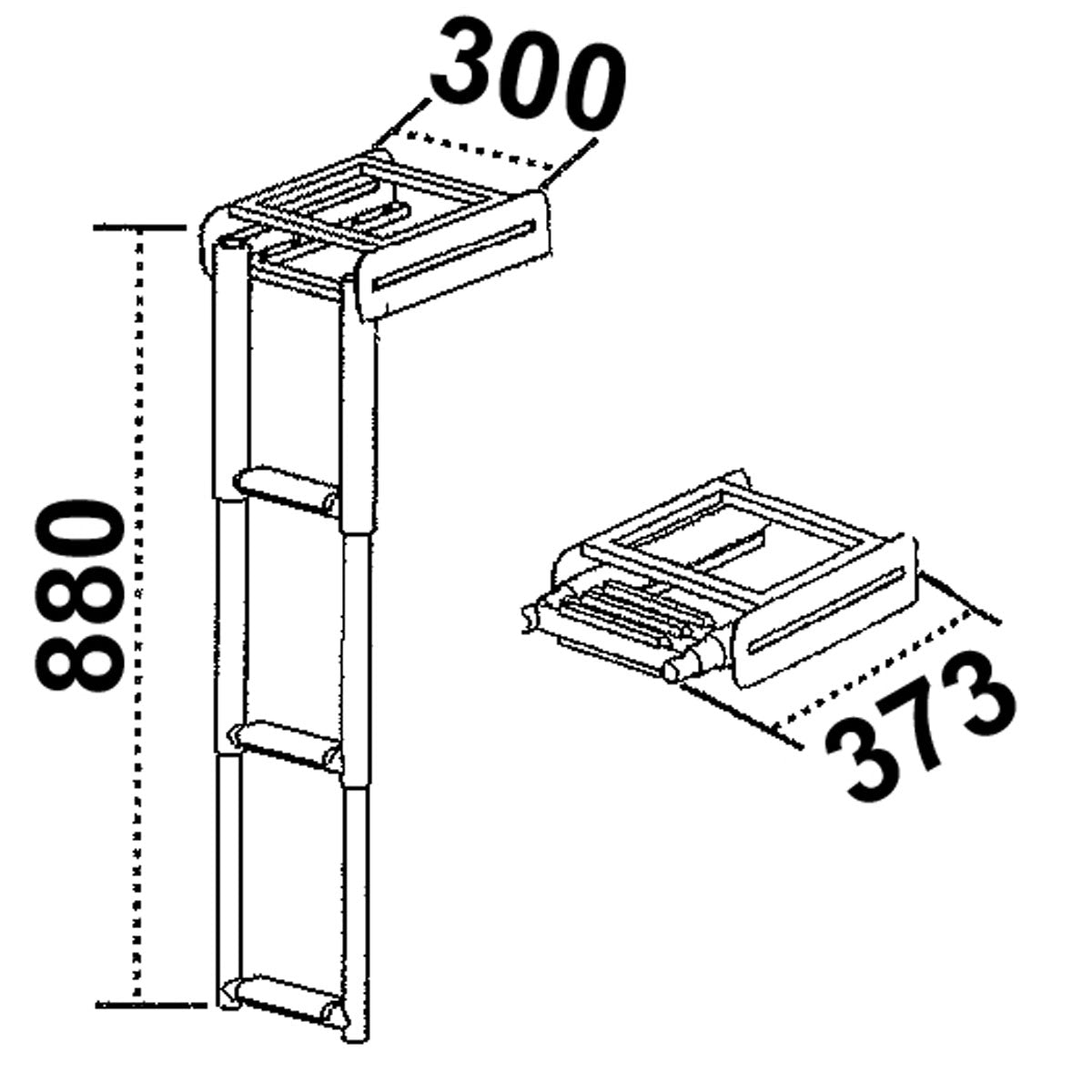 Trem Fully retractable platform ladder with telescopic slide