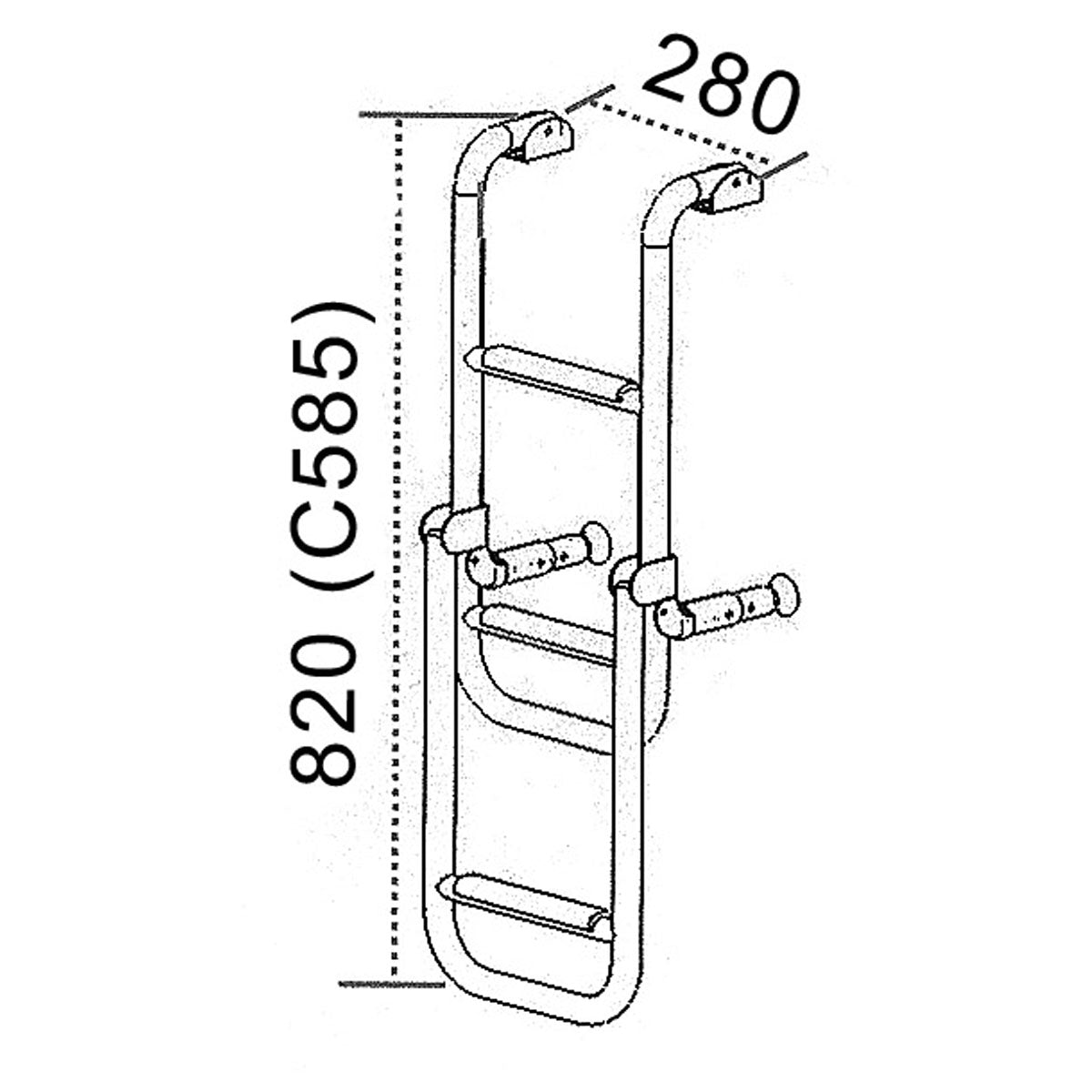 Trem Aisi 316 stainless steel ladder with wooden steps