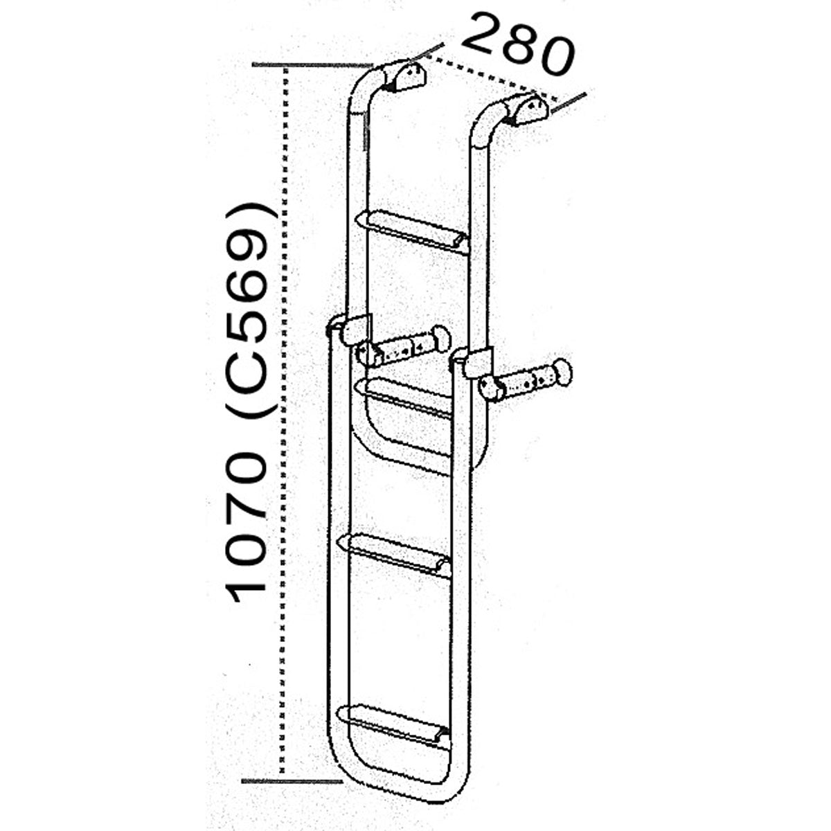 Trem Aisi 316 stainless steel ladder with wooden steps