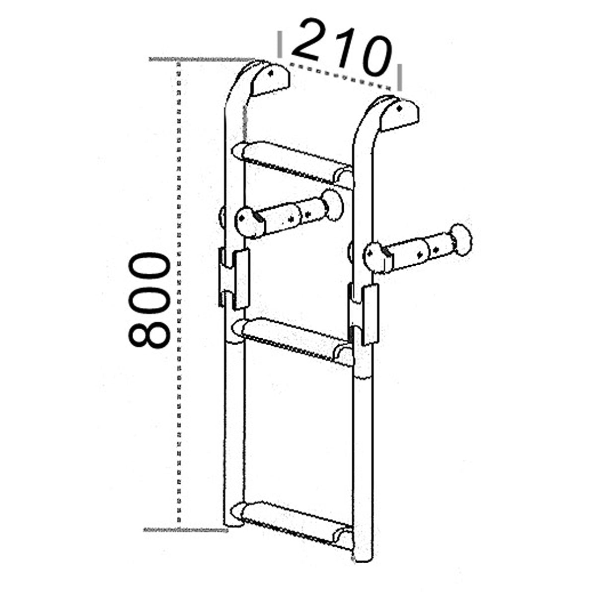 Escalera plegable con espejo de popa Trem, escalones 1 + 2 = 3