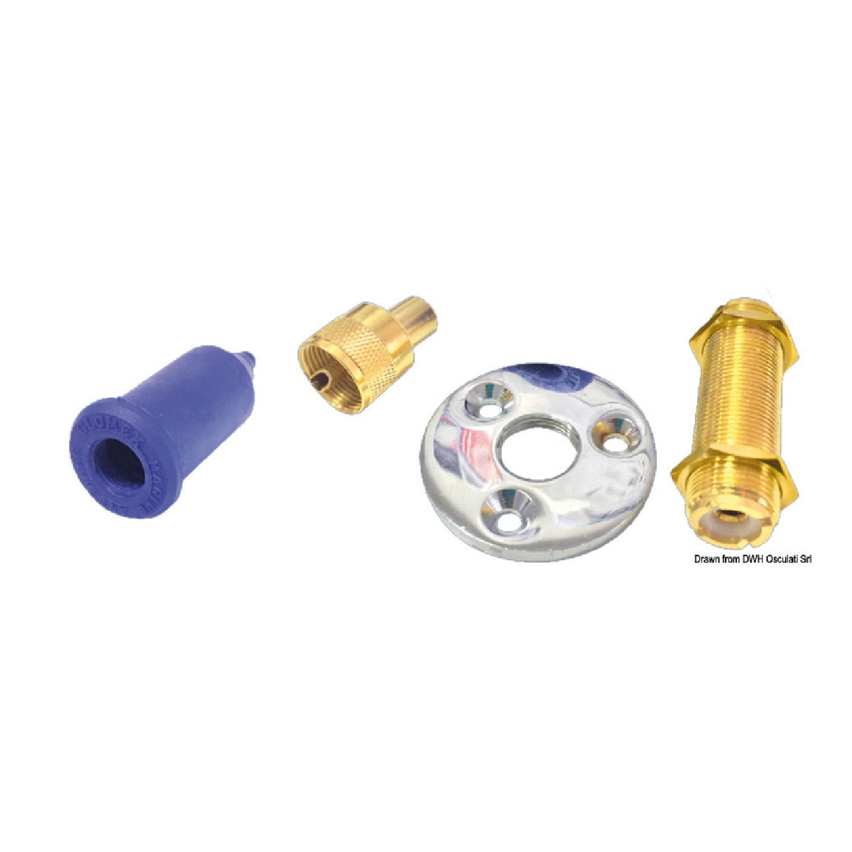 Prensaestopas chapado en oro Glomex de 5 cm