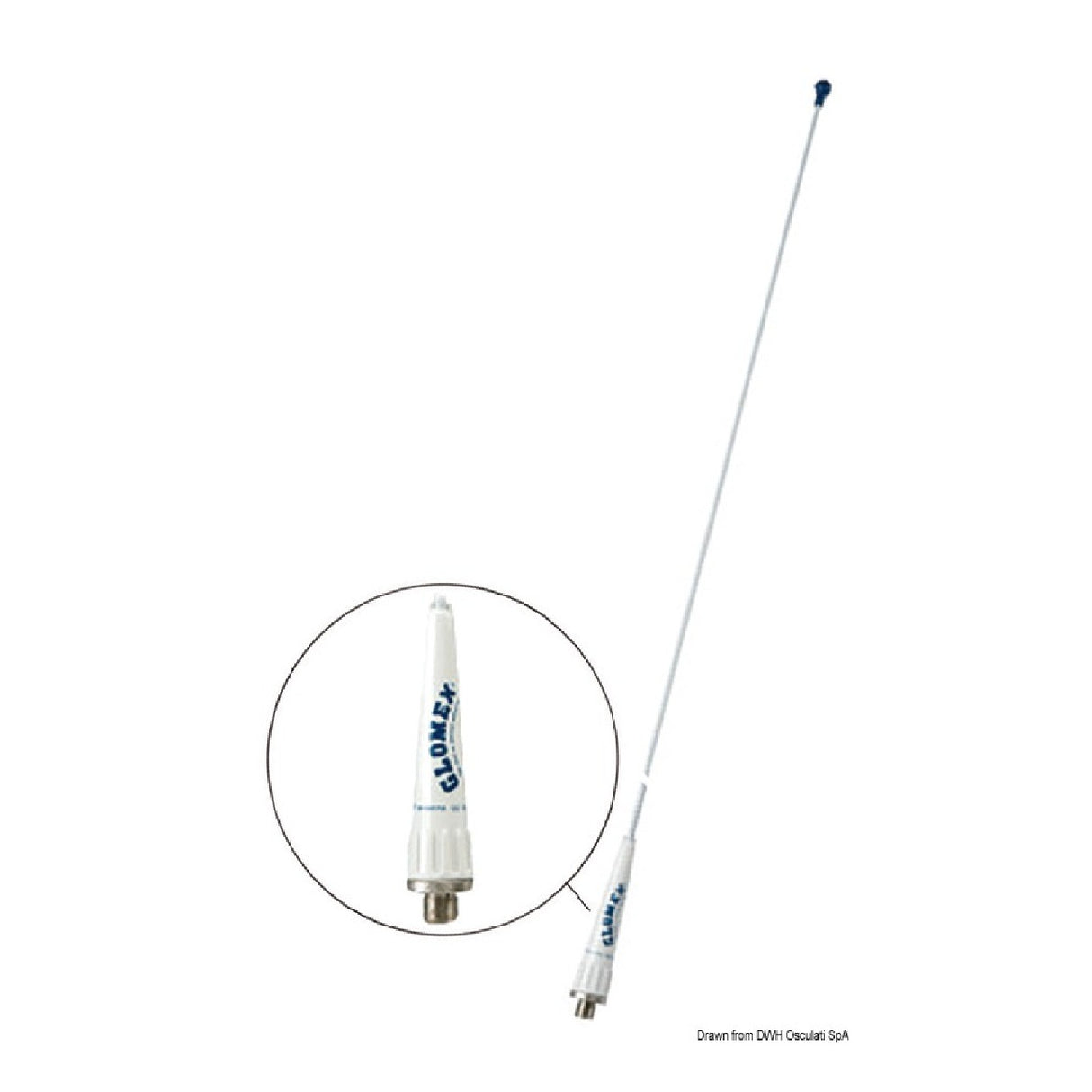 Glomex VHF-Antenne, Glomeasy-Leinen, Fiberglas-Segel-/Motoranschluss 0,90 m