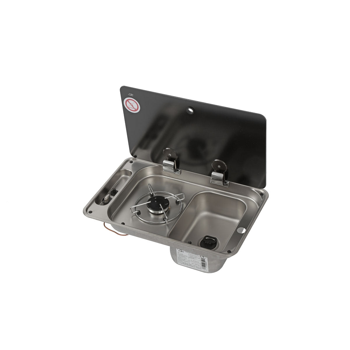 Placa de cocina de 1 fuego con tapa de cristal templado ahumado modelo FL1324