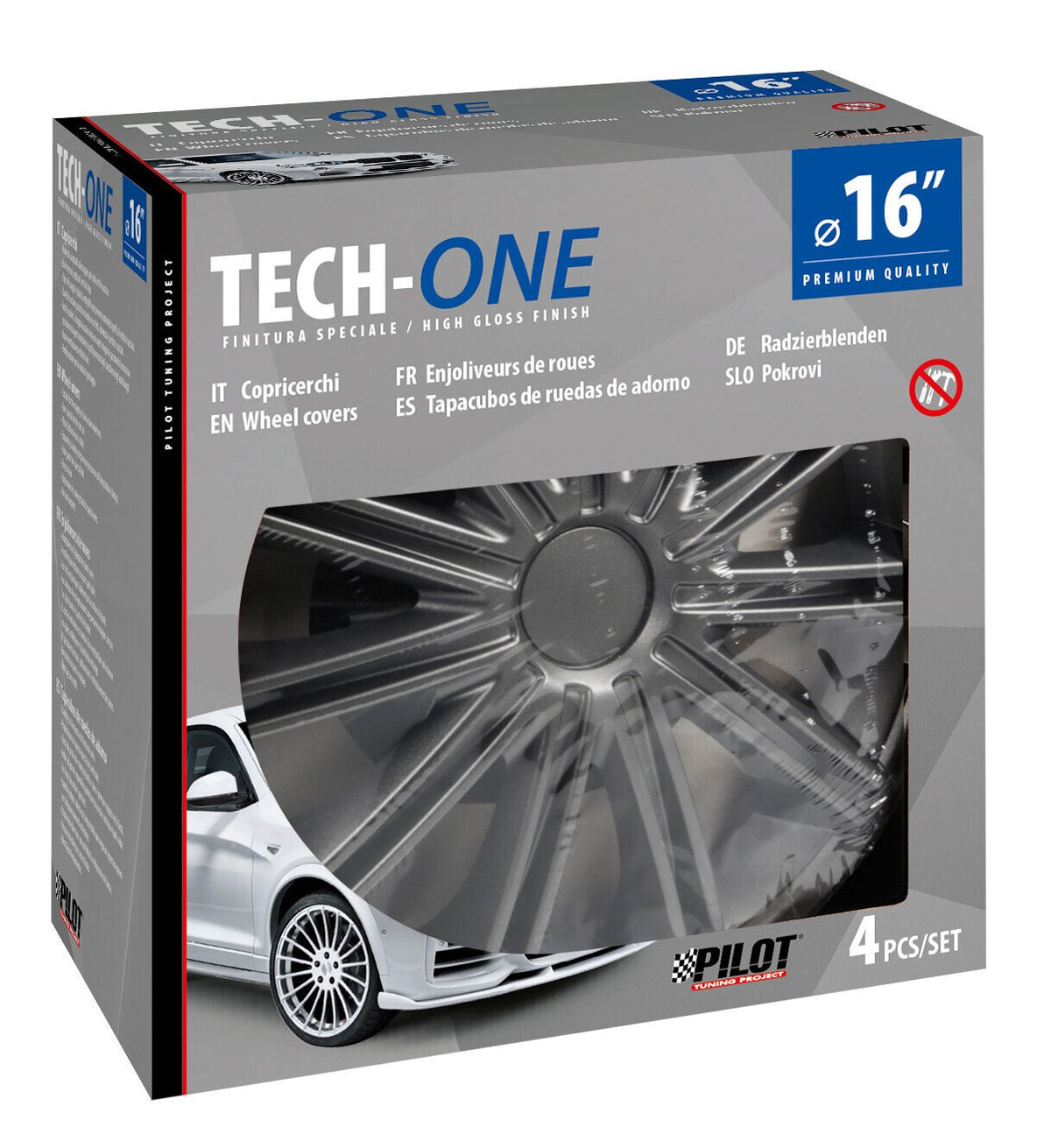 Lampa Copricerchi auto 4 pz - verniciati Tech-One Nero Dark - 16" 31518