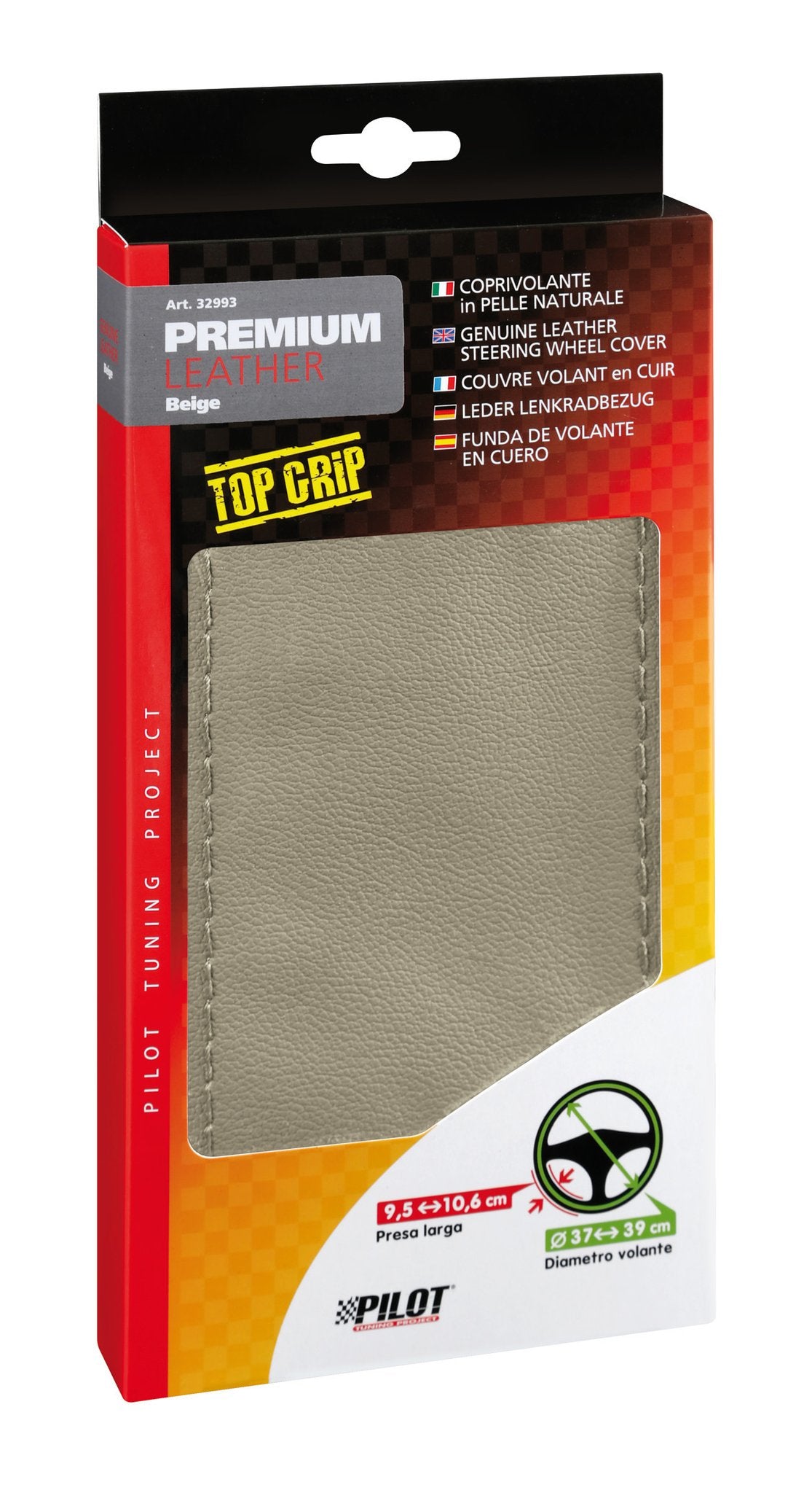 Pilot Premium, coprivolante in pelle - L - 37/39 cm - Beige