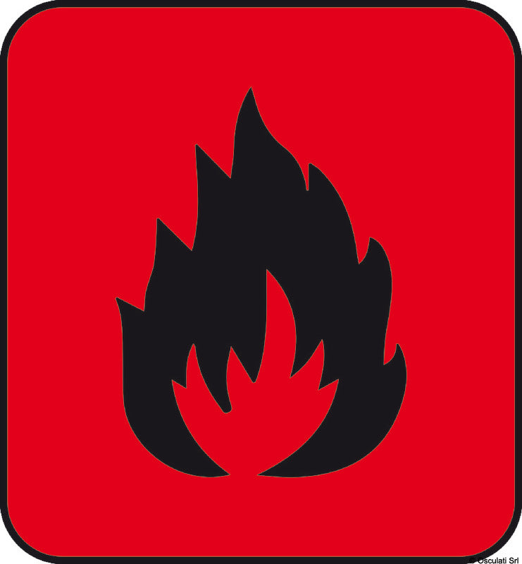 Adhesivo de peligro de incendio de Osculati (hoja de 10 logotipos) 25 x 27 35.464.06