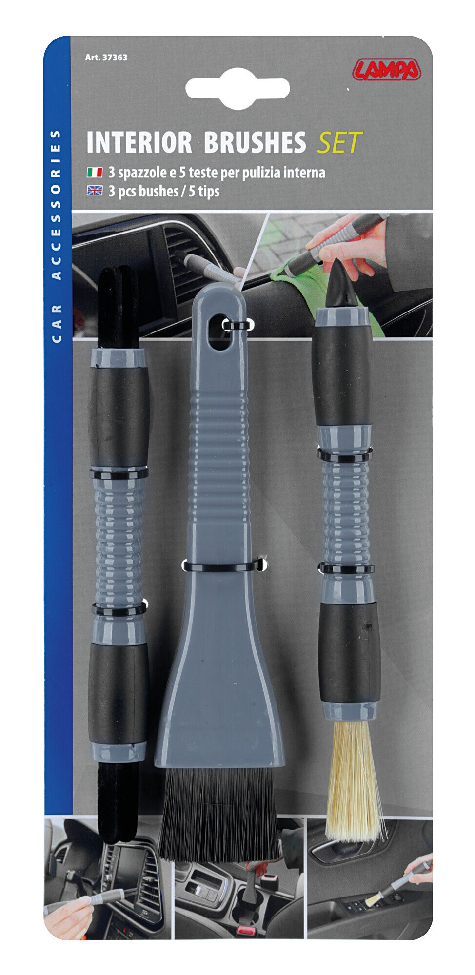 Lampa Kit 3 spazzole per pulizia interni auto 37363