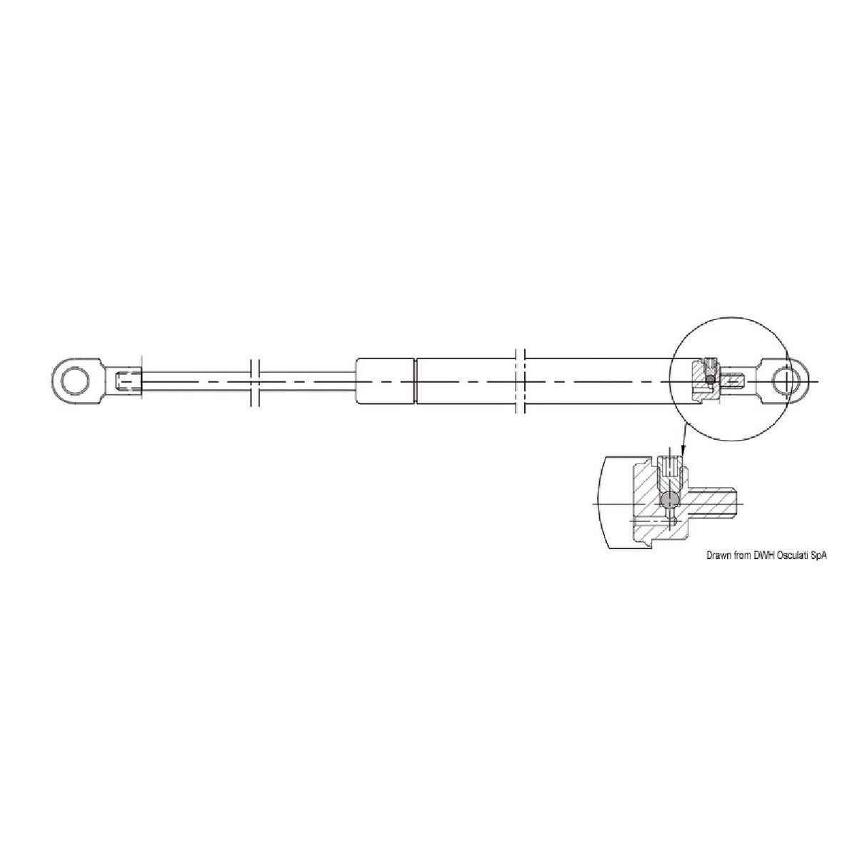 Resorte de gas de acero inoxidable Osculati con ajuste ajustable, ojo-ojo 38.010.00