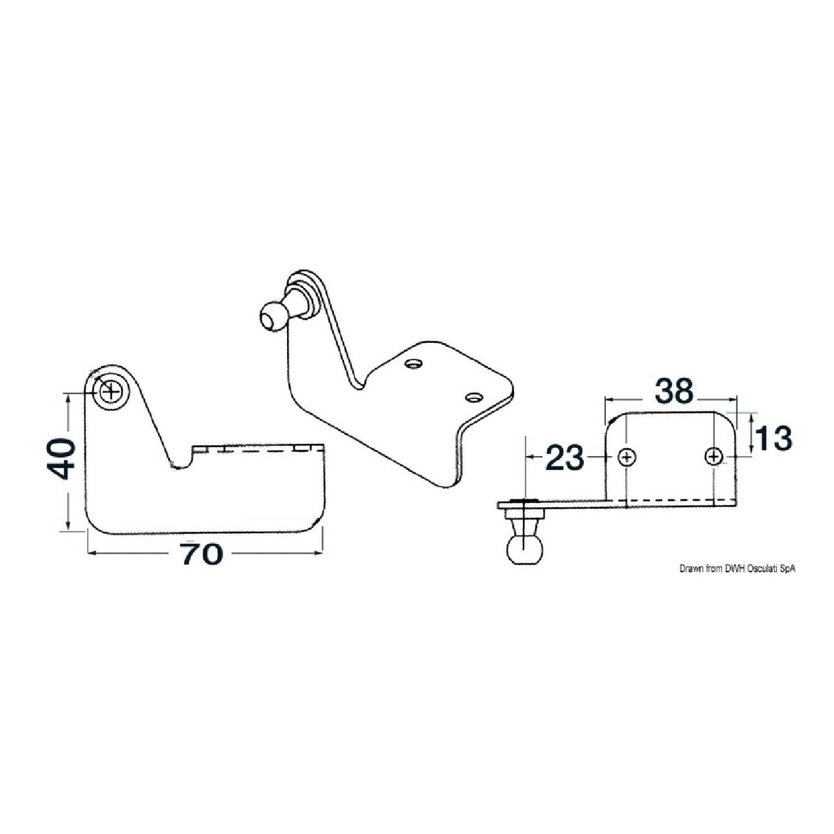 Osculati Piastrina squadra sbalzo perno sinistro 38.013.16