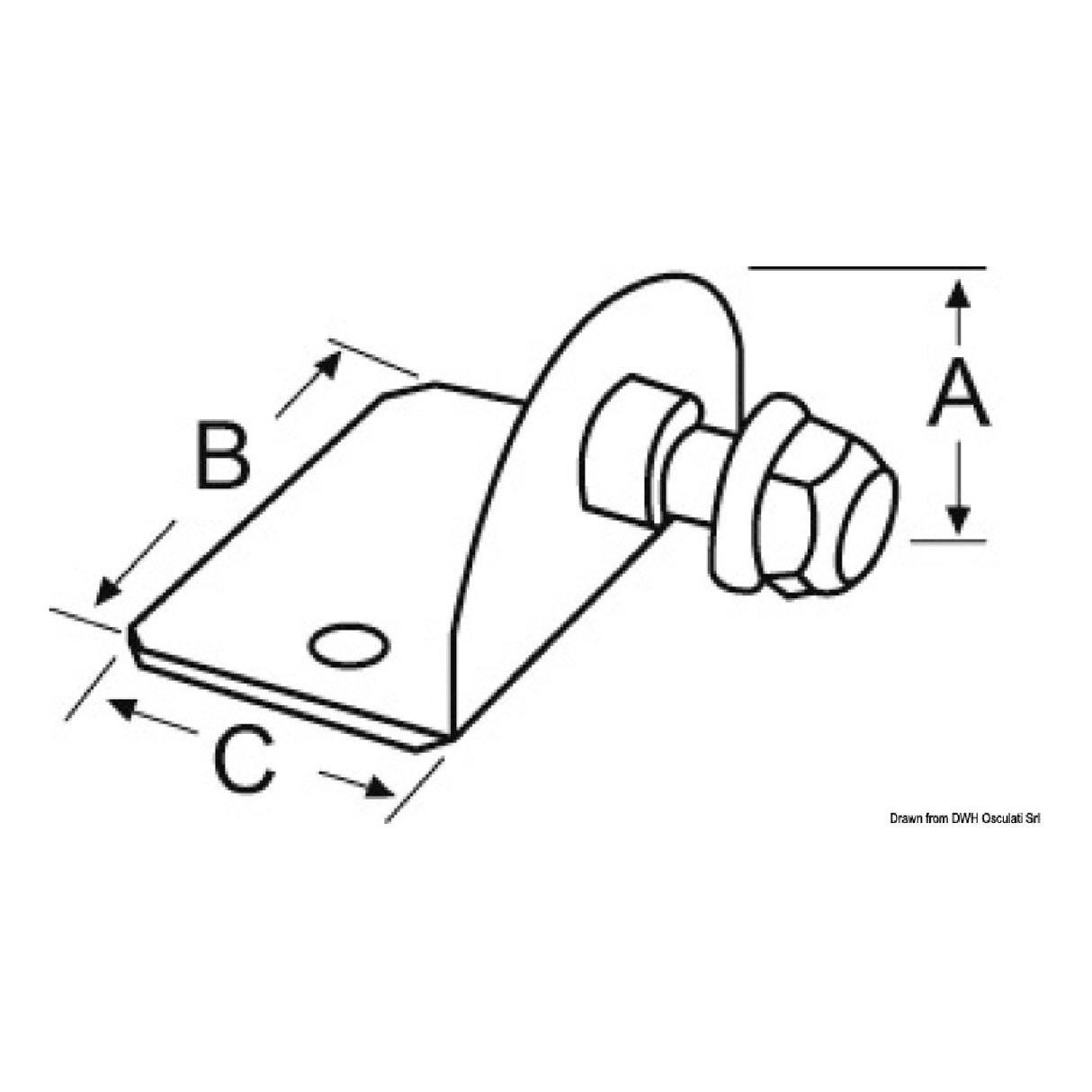 Osculati Piastrina 90 compact filetto 8 mm c/perno interno 38.013.25