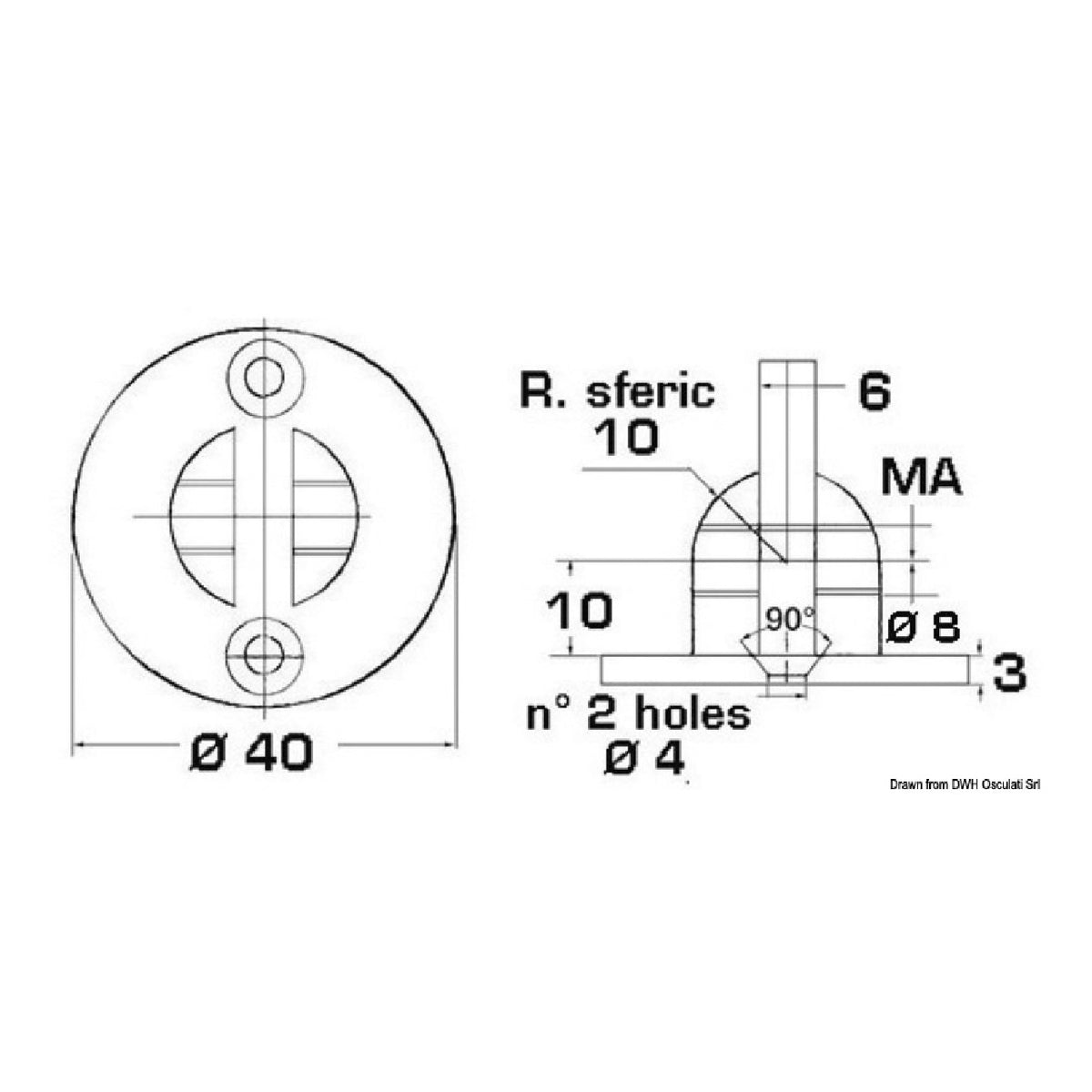 Osculati-Basis mit Gabeldurchmesser 6 mm 38.013.66