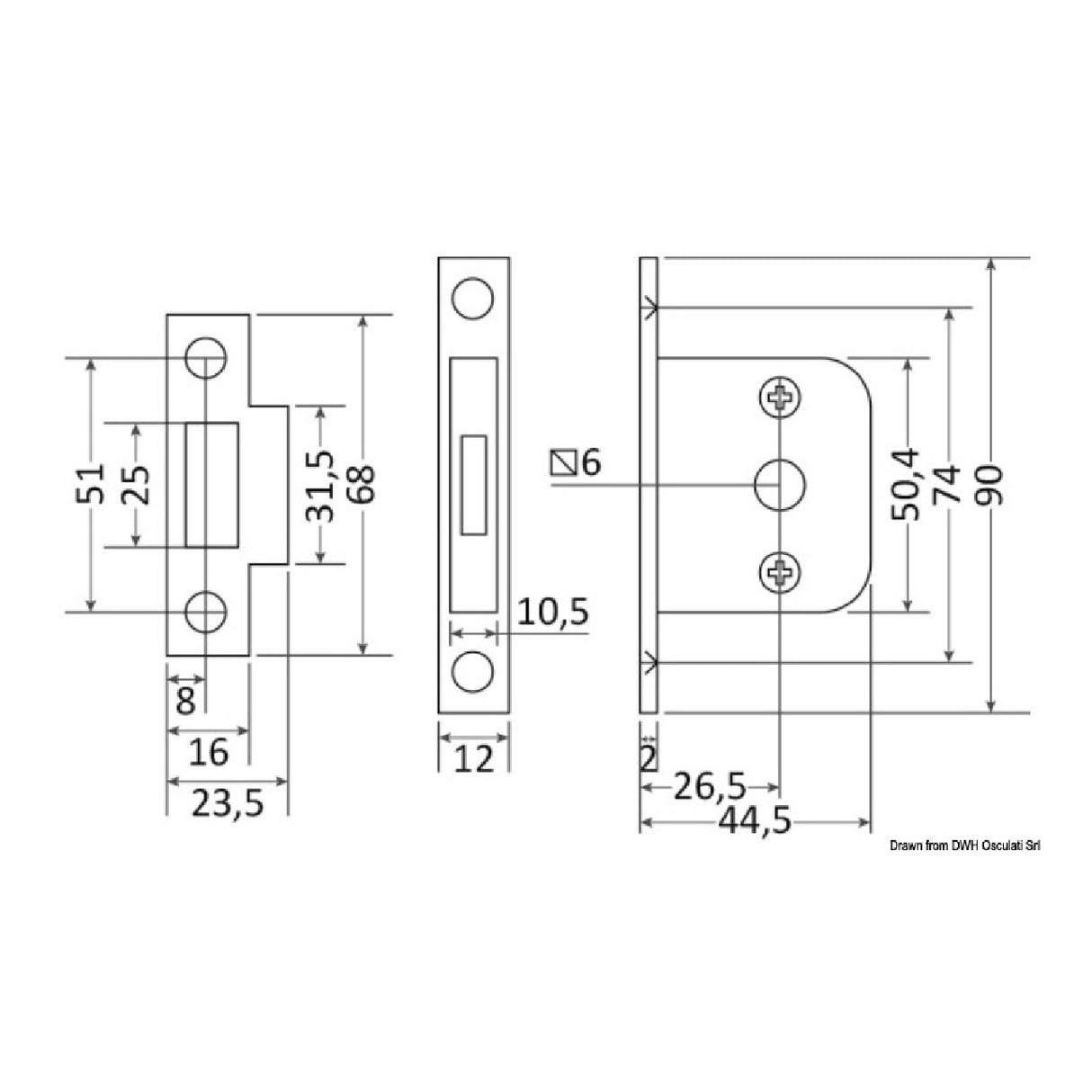 Osculati Serratura senza blocco 38.129.04