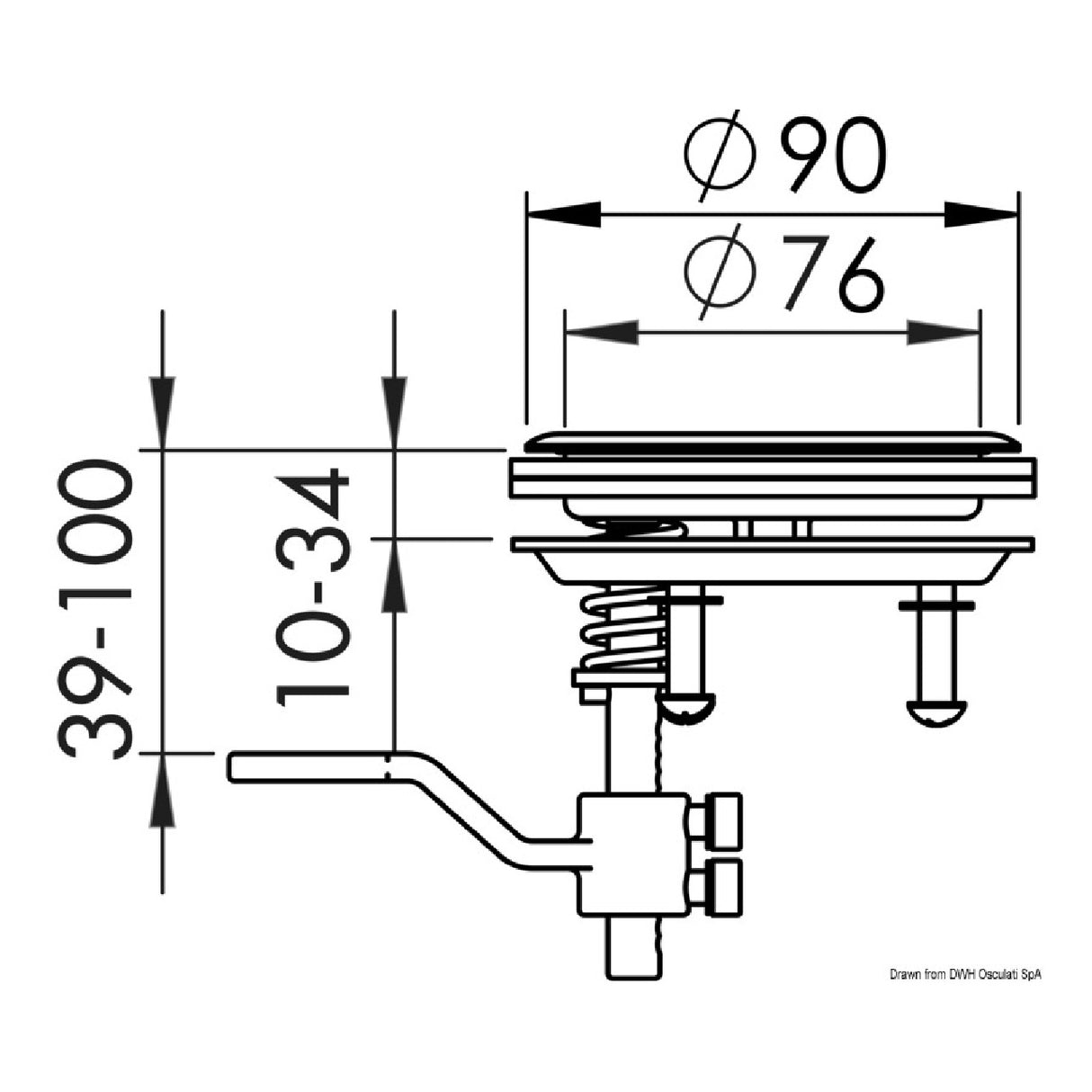 Osculati Stainless steel floor lifter without lock diameter 90 mm 38.152.60
