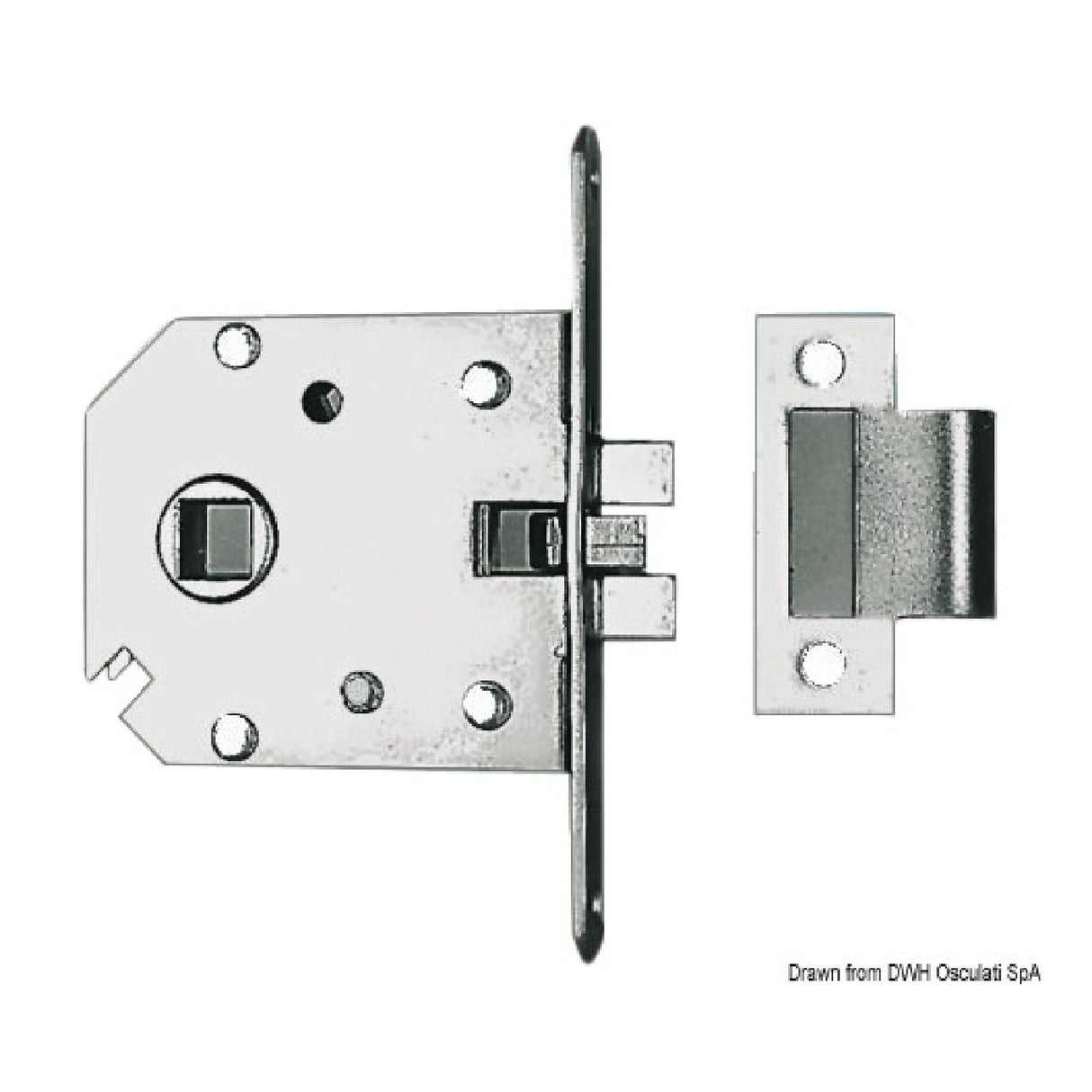 Osculati Serratura incasso ottone cromato 60x70 mm 38.409.70