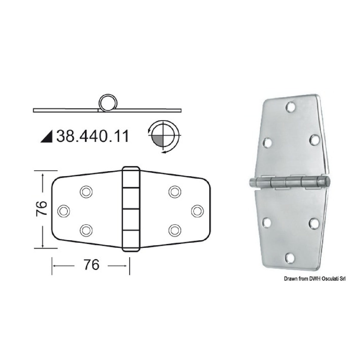Bisagra Osculati 2 mm 152x76 mm 38.440.11