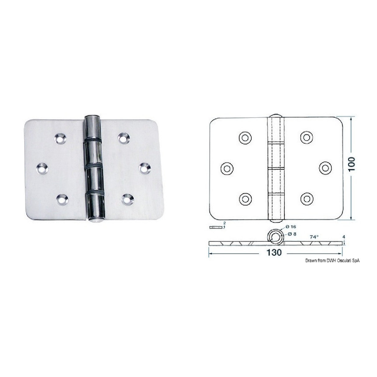 Osculati Maxi-Scharnier 130x100 mm 38.440.13