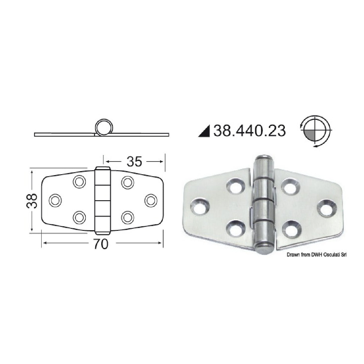Osculati Scharnier 2 mm 38.440.23 38.440.23