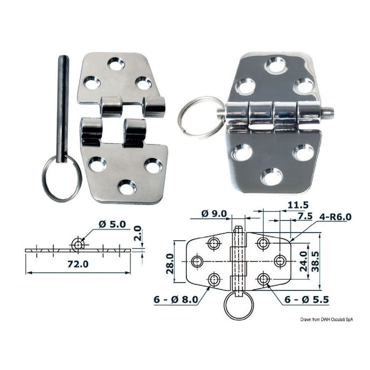 Osculati Scharnier 2 mm 38.441.51 38.441.51