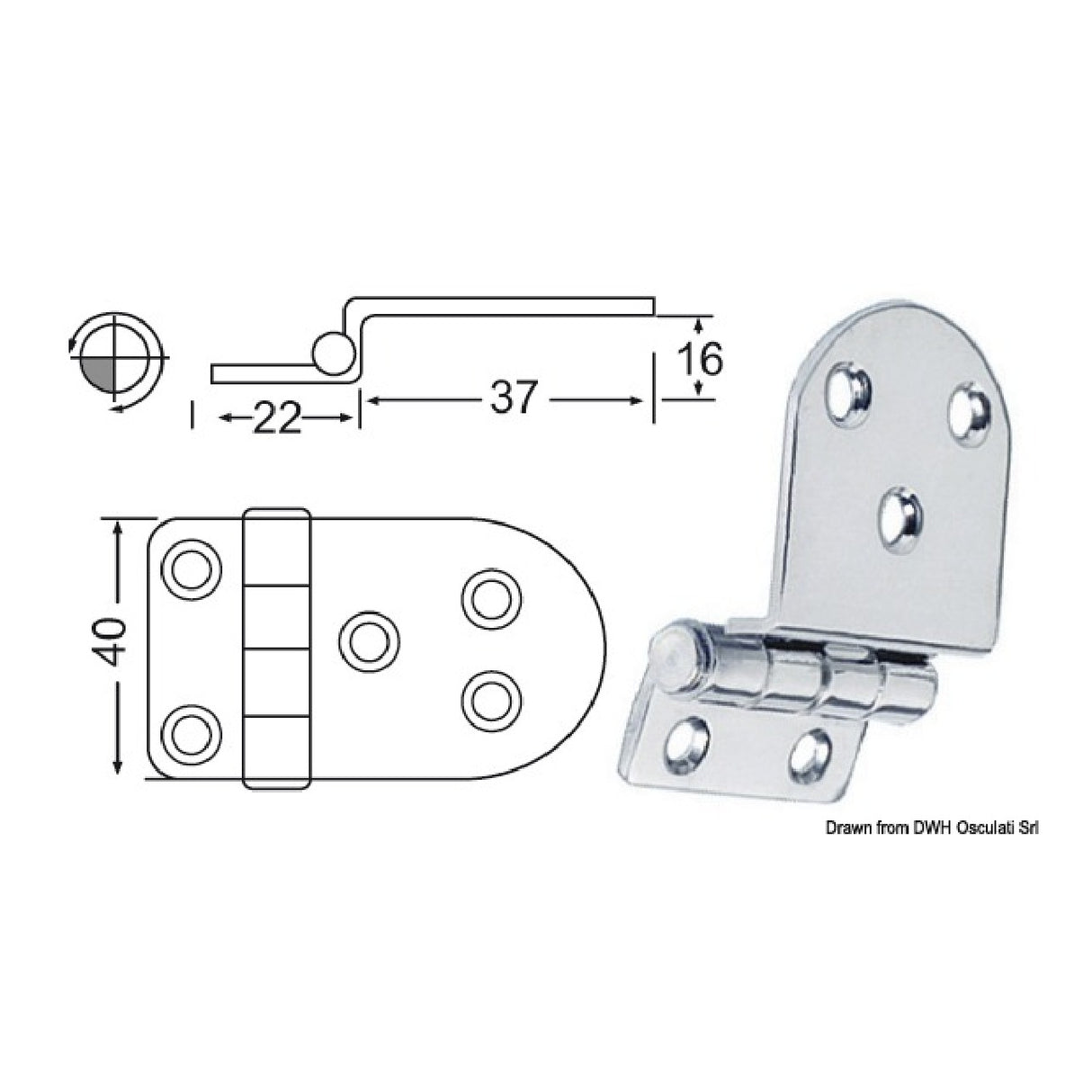 Osculati Cerniera a sbalzo 2 mm 38.441.58 38.441.58 - AmerigoStore