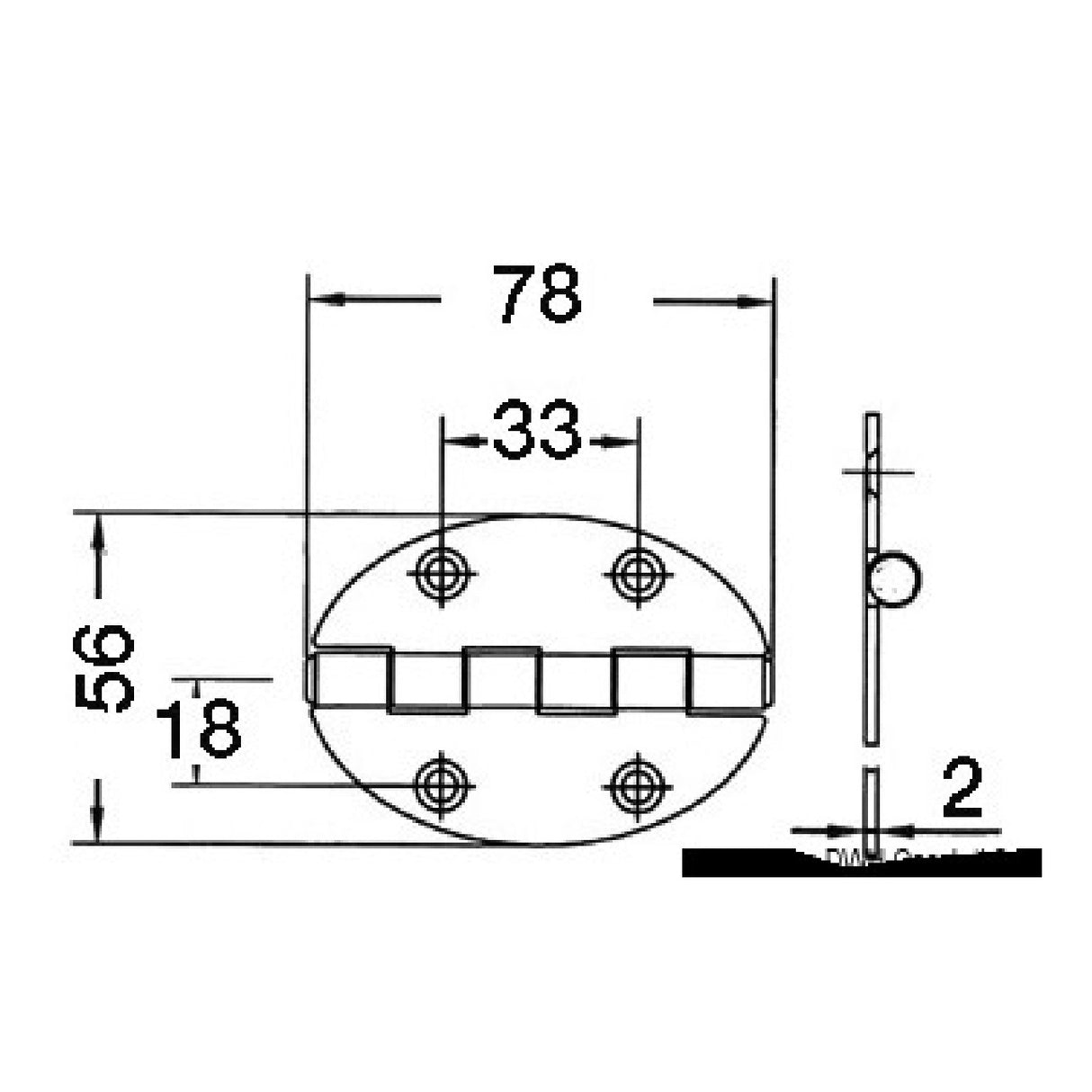 Bisagra Osculati 78x56mm tornillos 2mm 38.451.01