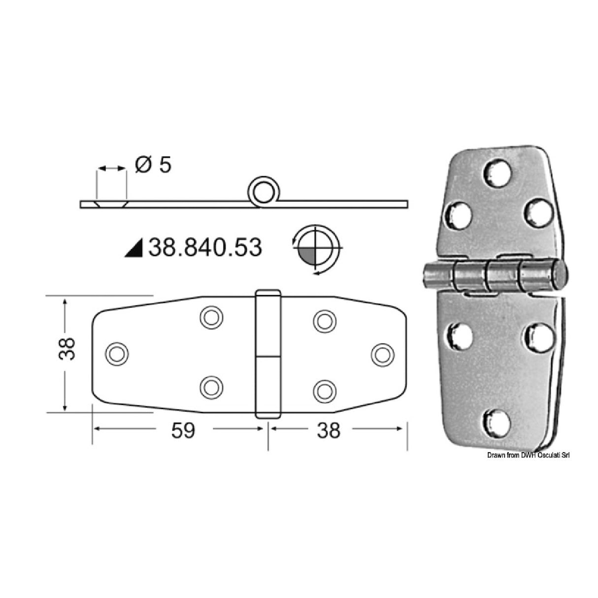 Bisagra Osculati 2,5 mm 38.840.53 38.840.53
