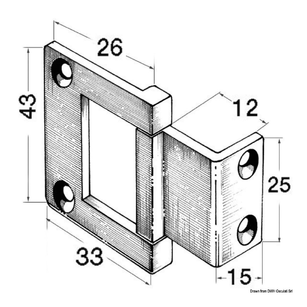 Osculati Exzenterscharnier für Hochhalsluken 38.924.00