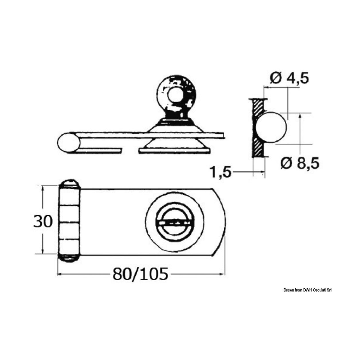 Cerradura Osculati con llave 80x30 38.978.00