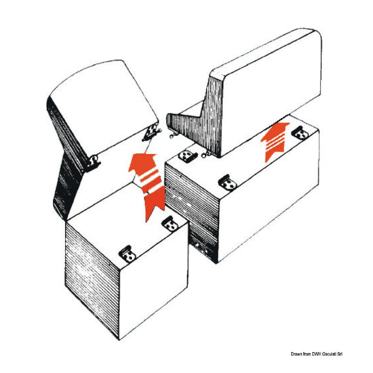Osculati Hinge with removable spring stop 38.983.00 - 1 Pair 38.983.00