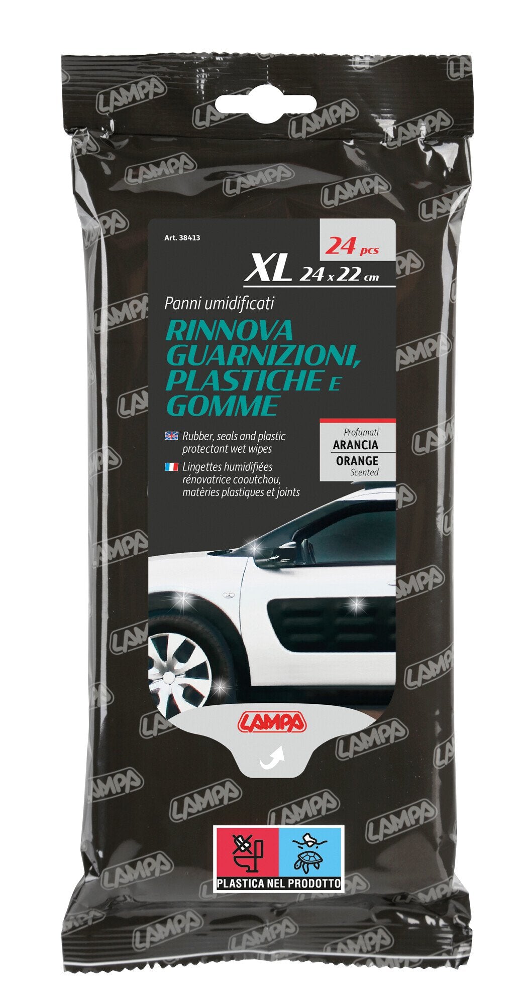 Lampa Panni umidificati rinnova guarnizioni, plastiche e gomme - 24 pz - 24x22 cm 38413