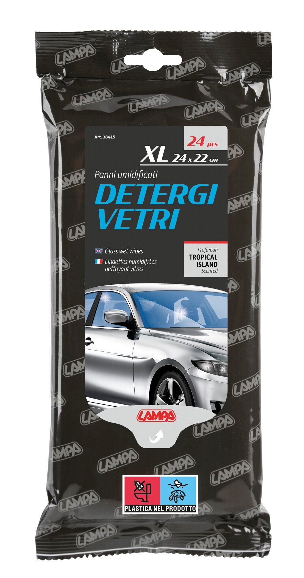 Lampa Panni umidificati detergi vetri - 24 pz - 24x22 cm 38415