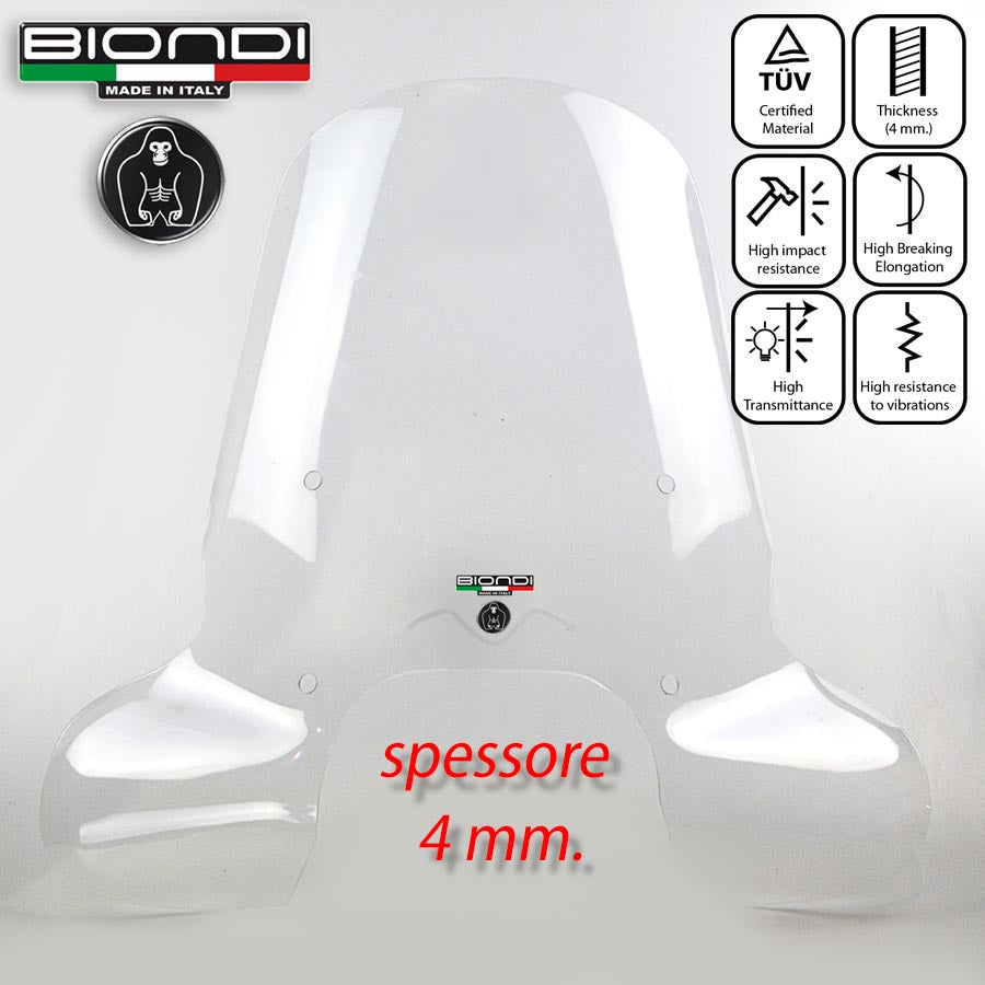 Biondi Parabrezza Club Piaggio Beverly 400 HPE 2021-2024 con Kit Attacchi