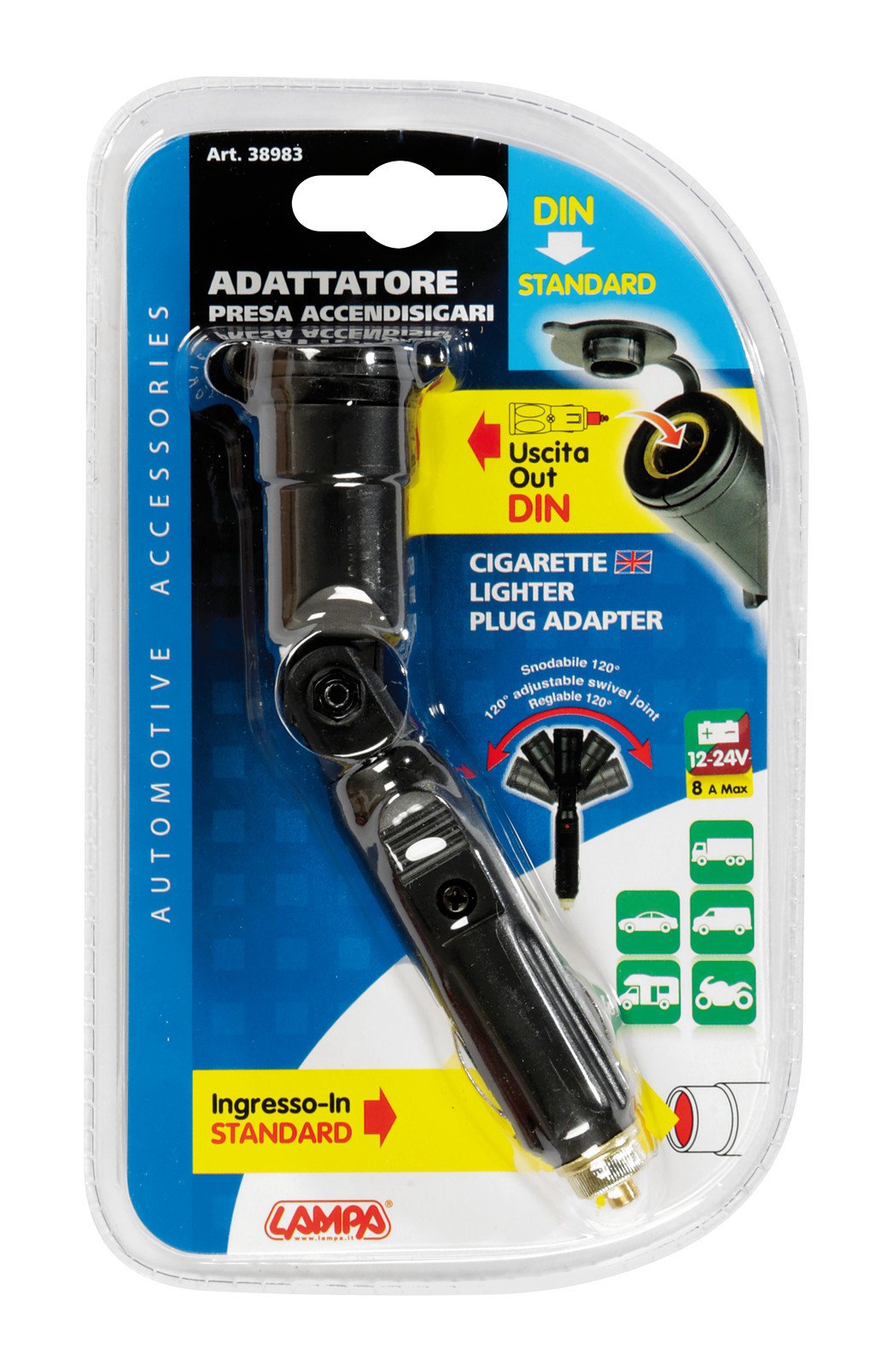 Lampa Adattatore snodabile per presa corrente, 12/24V 38983