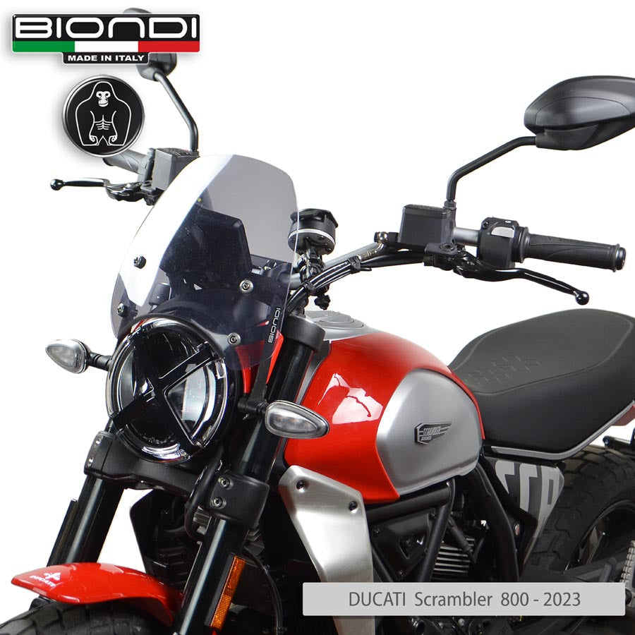 Biondi Cupolino Sport Fumè Chiaro Ducati Scrambler 800 da mag. 2023 - Kit Montaggio Incluso