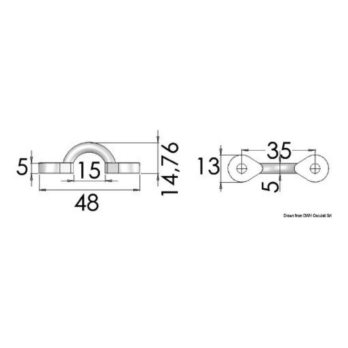 Osculati Ponticello inox filo 5x48 mm 39.321.00 - 1 confezione da 10 pezzi 39.321.00