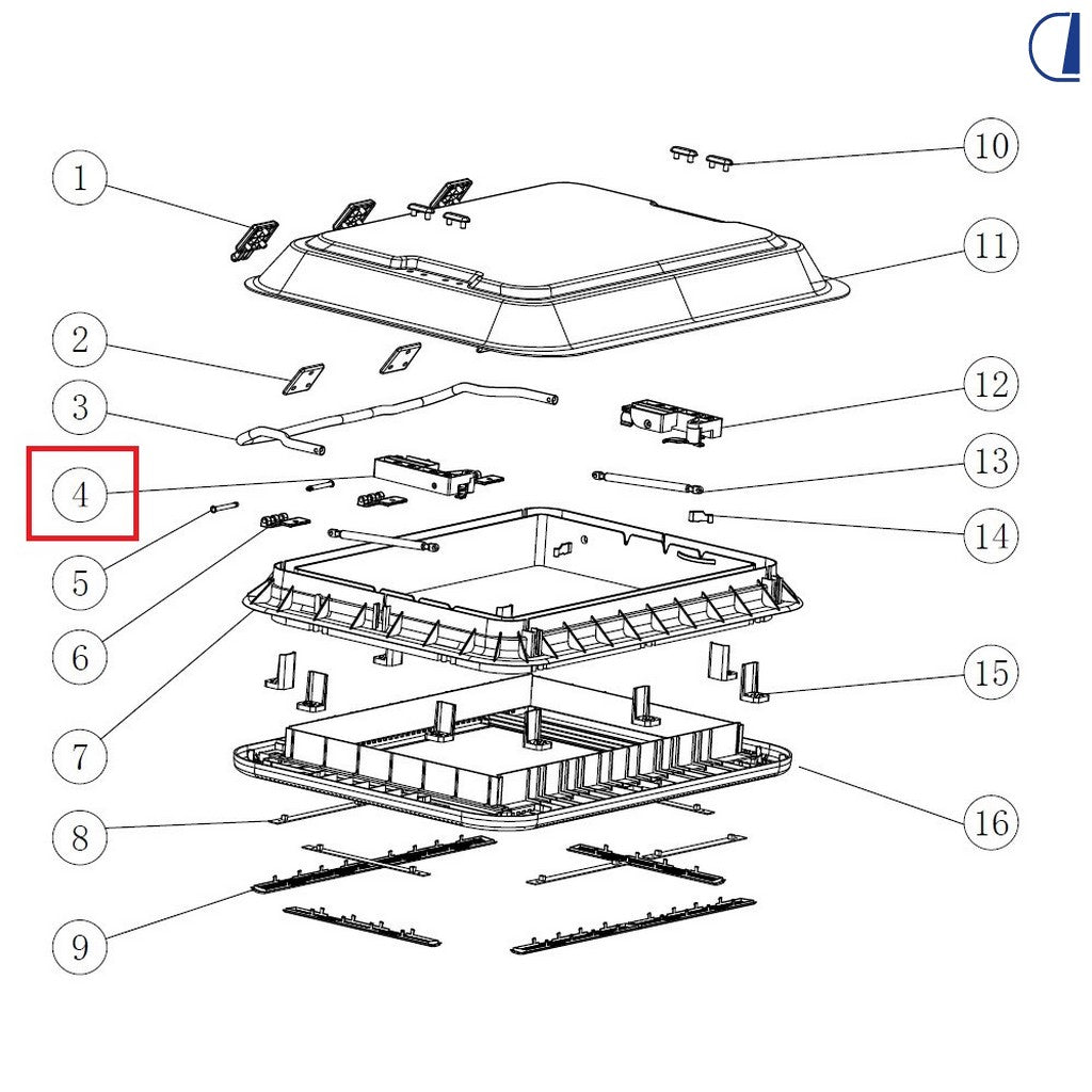 Gruppo base sinistro per oblò Di-Tec 700x500