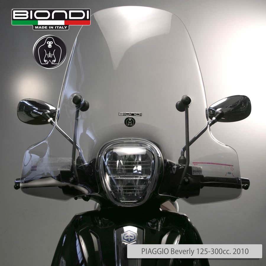 Biondi Parabrezza Club Piaggio Beverly 125ie/300ie 2010-2020 - Completo di Attacchi