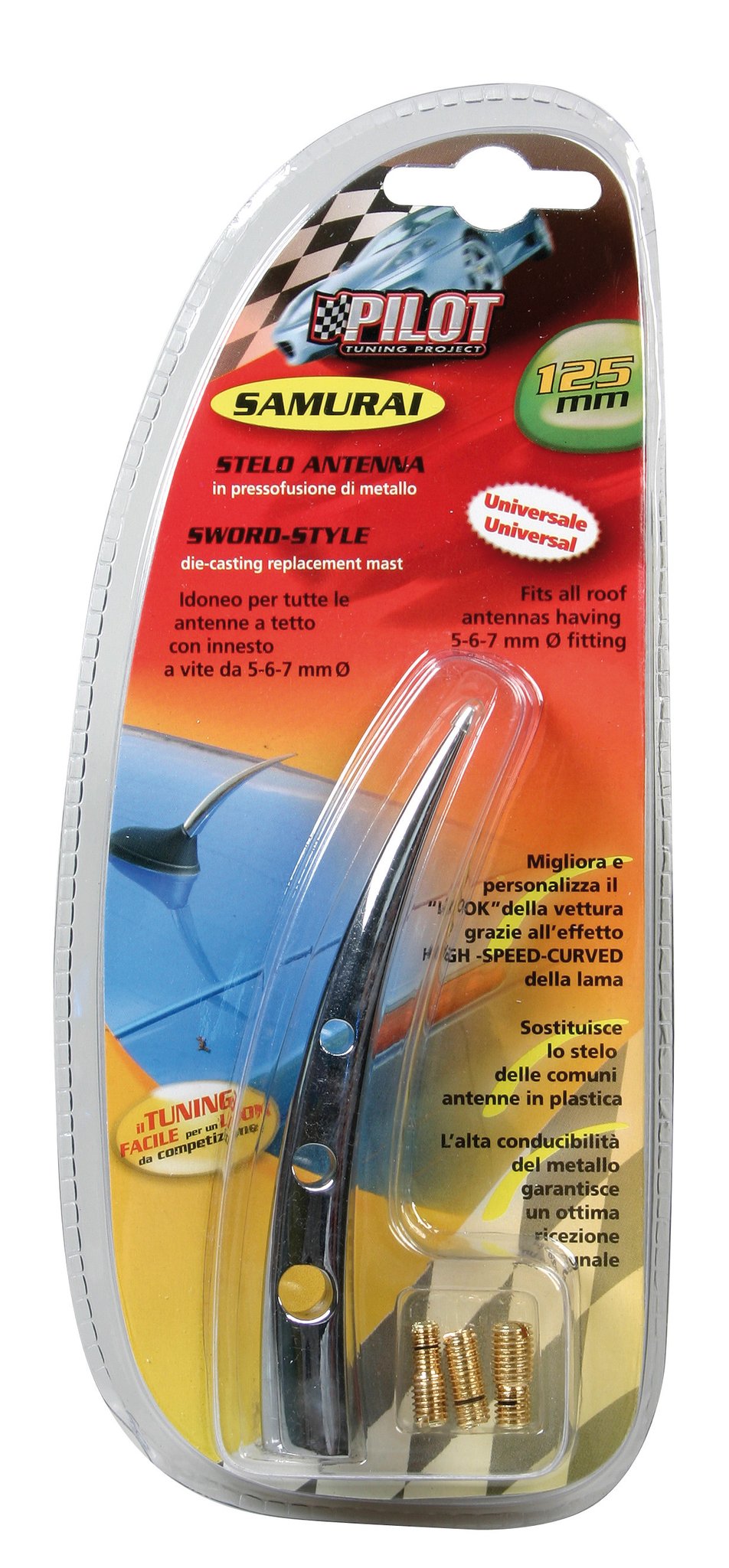 Lampa Samurai Stelo Antenna Auto con Fori in Metallo Pressofuso - S 12,5 cm