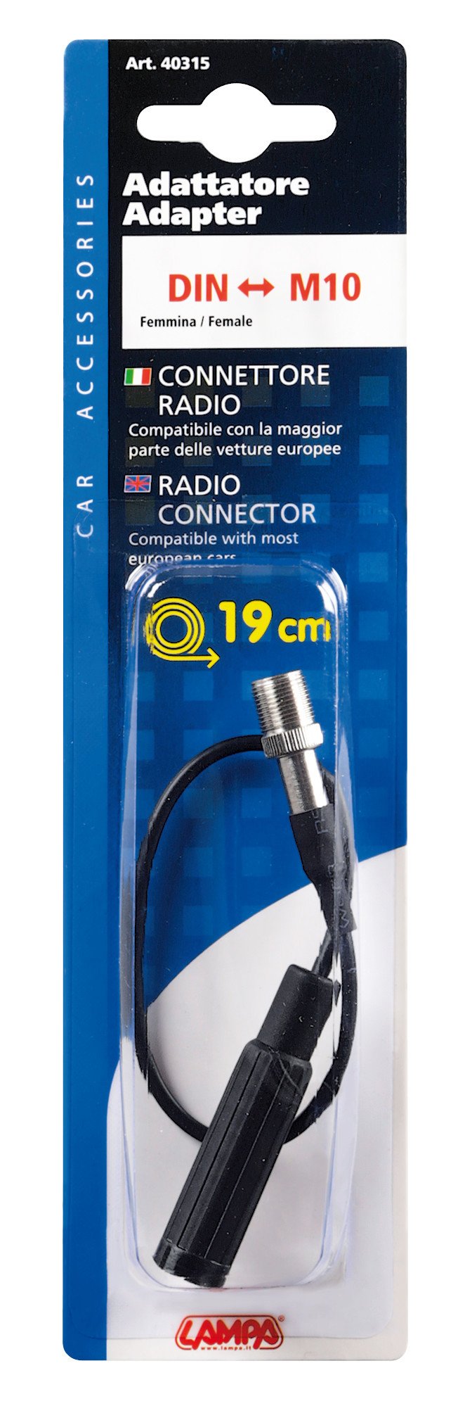 Lampa Adattatore antenna DIN femmina>M10 maschio - 19 cm 40315