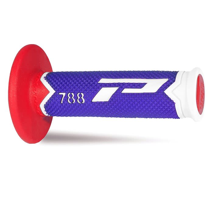 Progrip Manopole 788-227 Mx Bianco/Blu/Rosso Double Density Senza Foro
