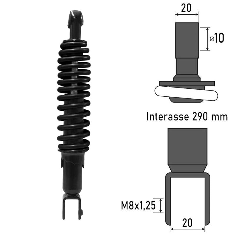 BCR Rear Shock Absorber Aprilia-Benelli-Hond a-Kymco 50cc