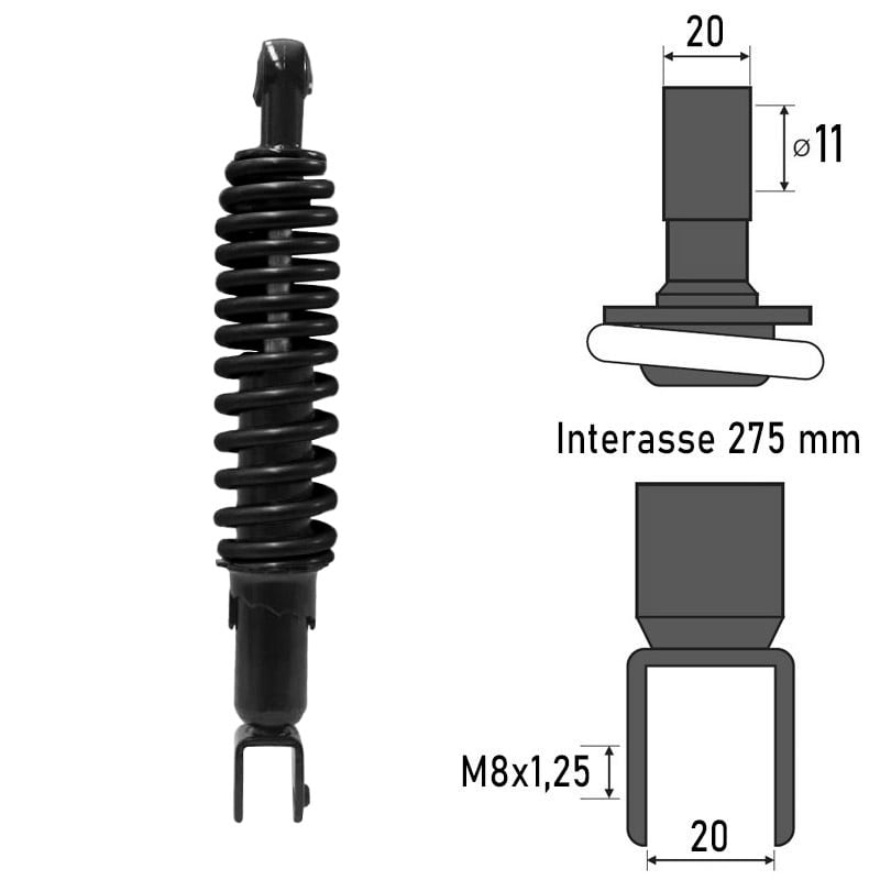 BCR Rear Shock Absorber Compatible with Malaguti-Mbk-Yamaha 50cc